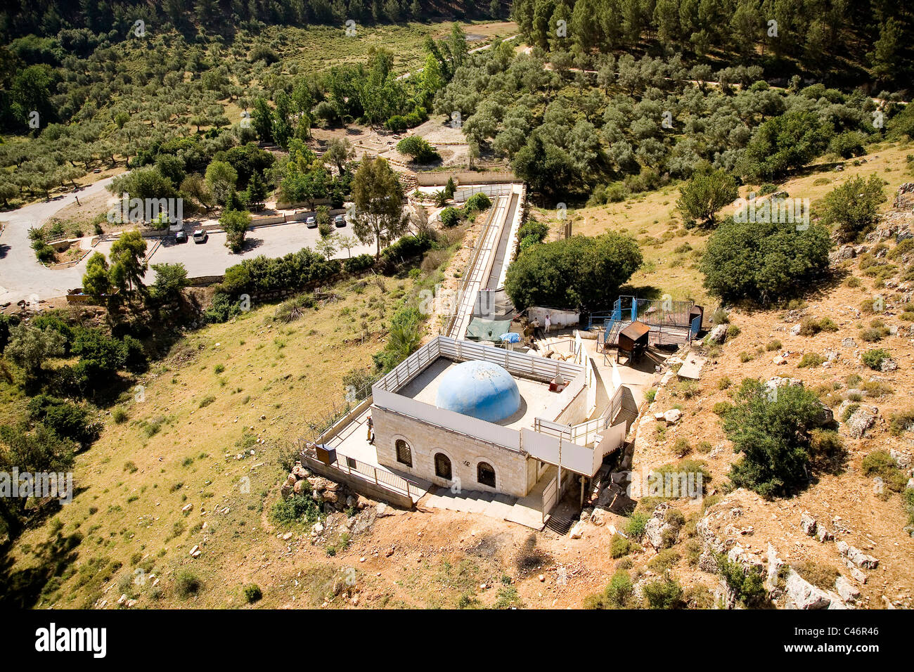 Luftbild der Gräber der gerechten in Mount Miron im oberen Galiläa Stockfoto