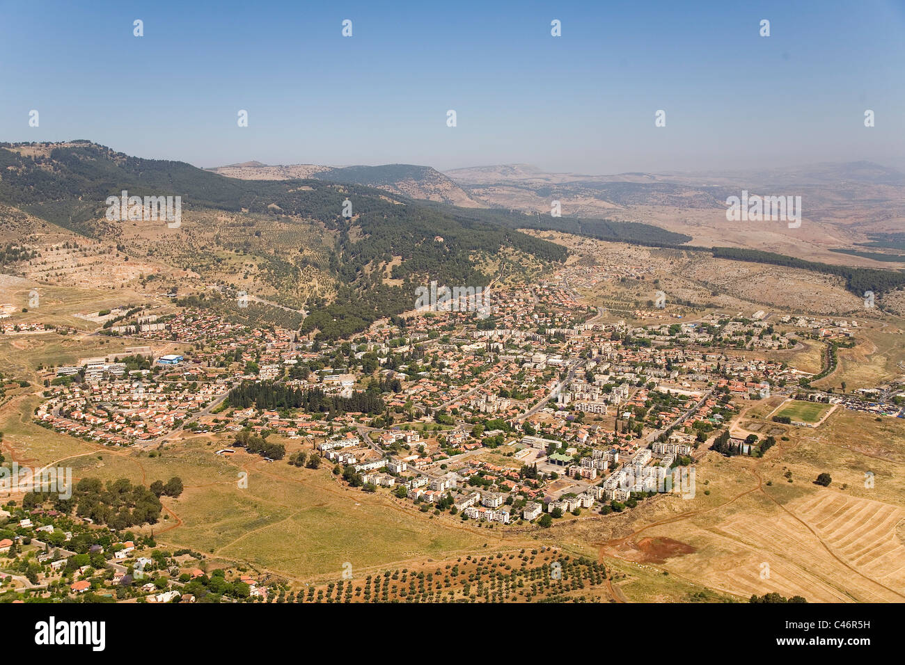 Luftaufnahme der Stadt von Rosh Pina im oberen Galiläa Stockfoto