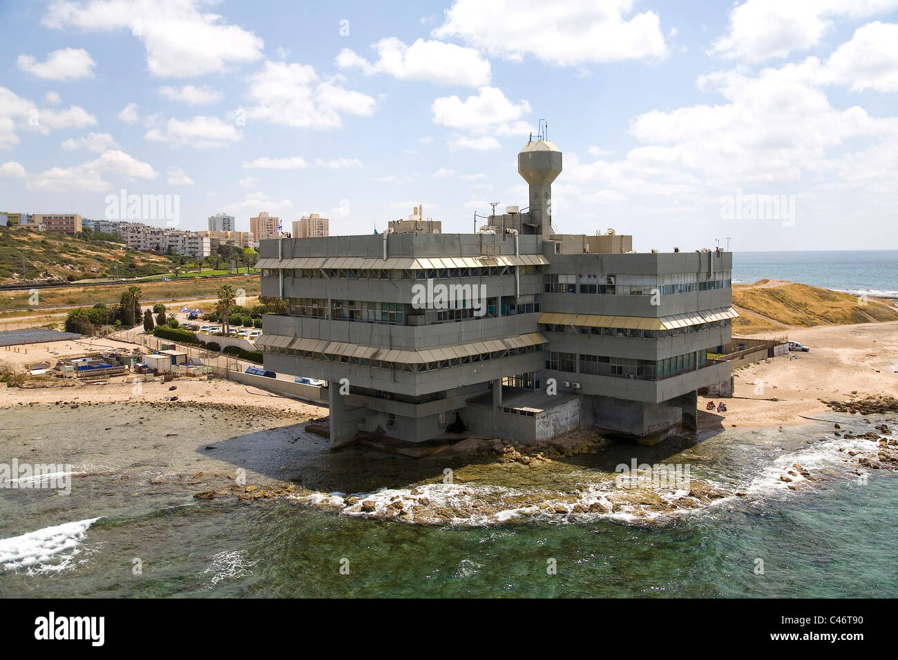 Luftaufnahme der ozeanographischen Forschungseinrichtung in der Stadt Haifa Stockfoto