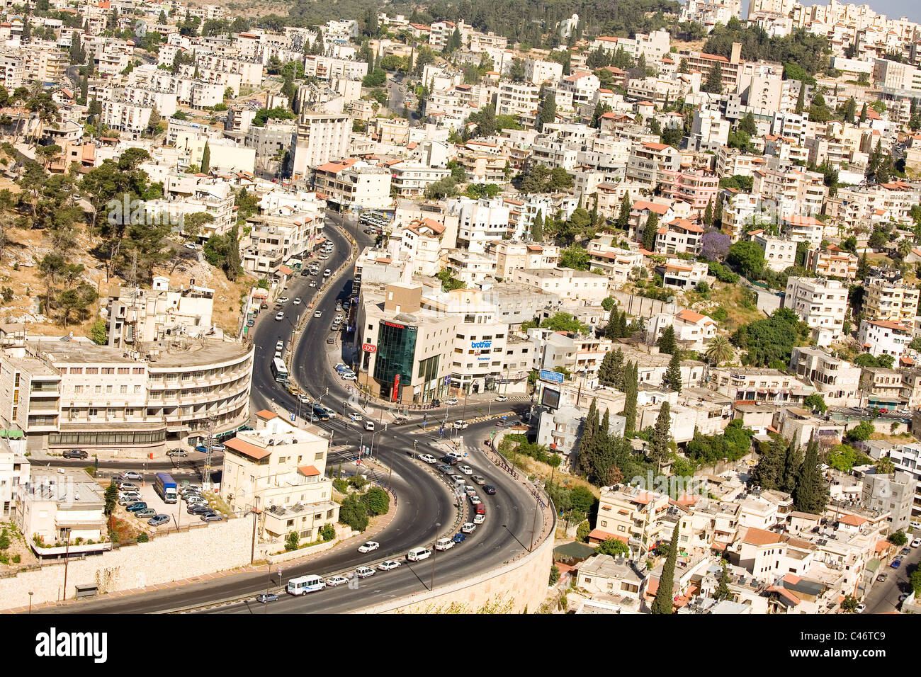 Luftaufnahme von Nazareth in der unteren Galiläa Stockfoto