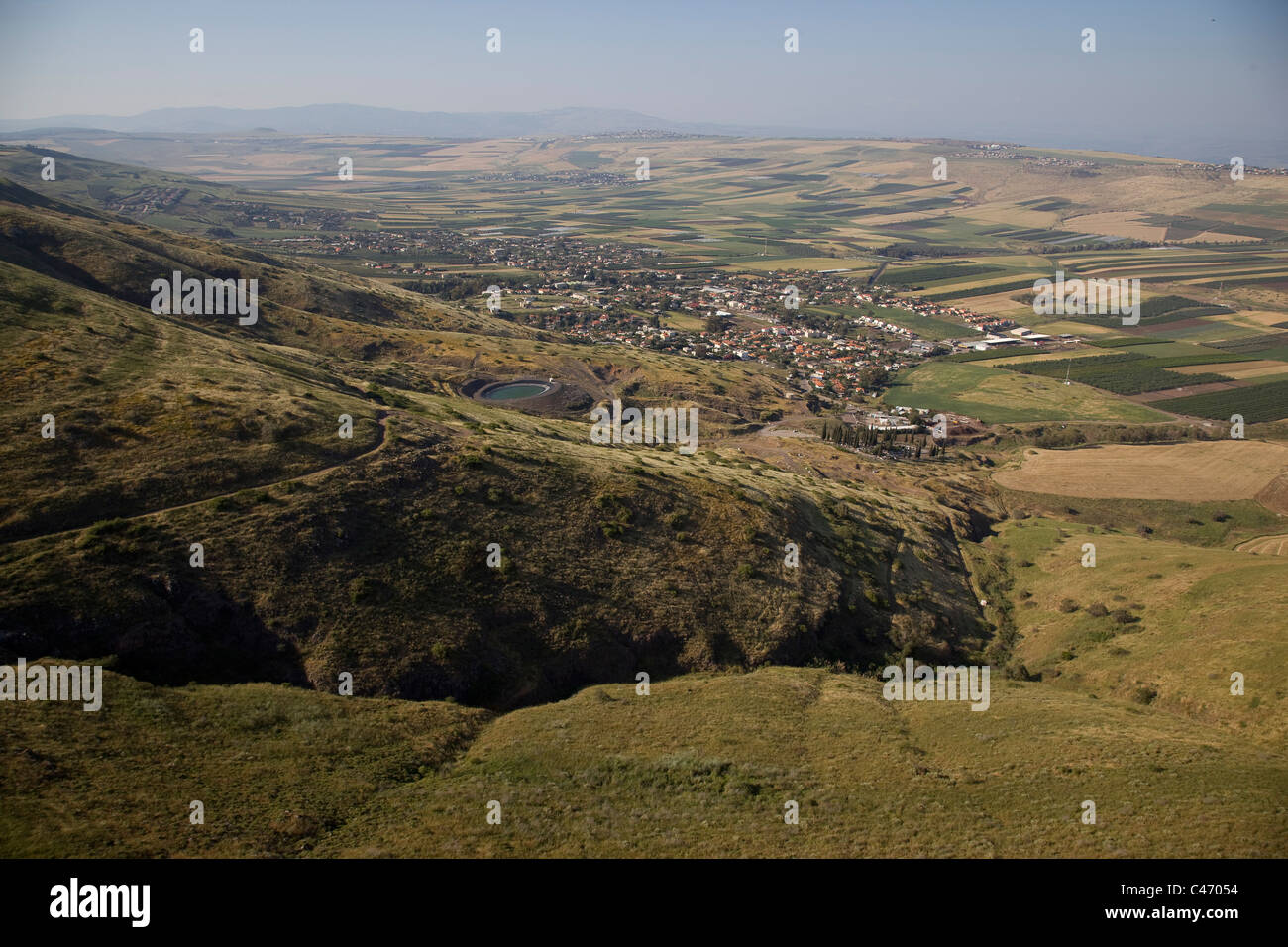 Luftaufnahme des Yavne'el-Tals in der unteren Galiläa Stockfoto
