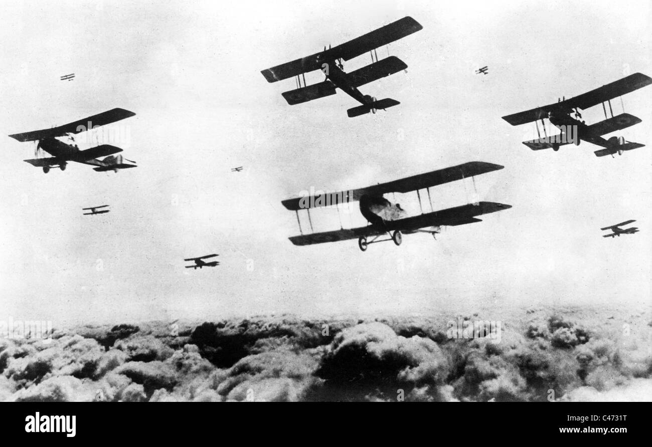 Britische Bomber Flugzeuge im ersten Weltkrieg, 1918 Stockfotografie