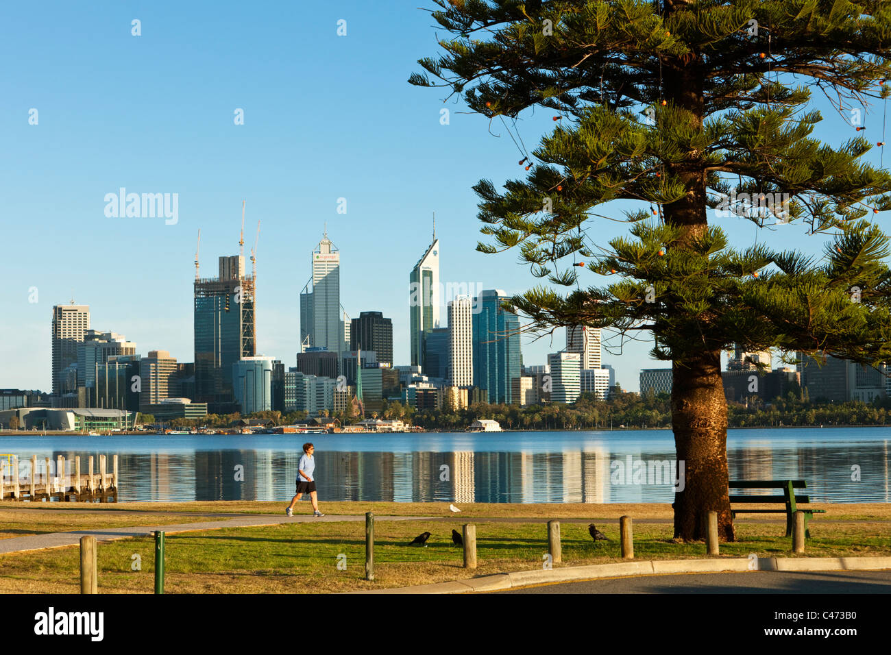 Blick über South Perth Vorland, Skyline der Stadt. Perth, Western Australia, Australien Stockfoto