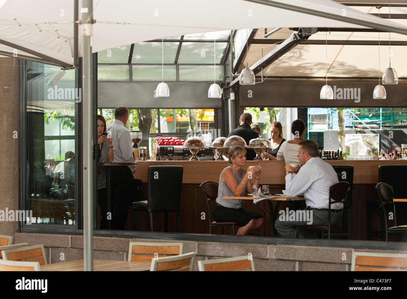 Kaffee in ECucina an der Hay Street. Perth, Western Australia, Australien Stockfoto