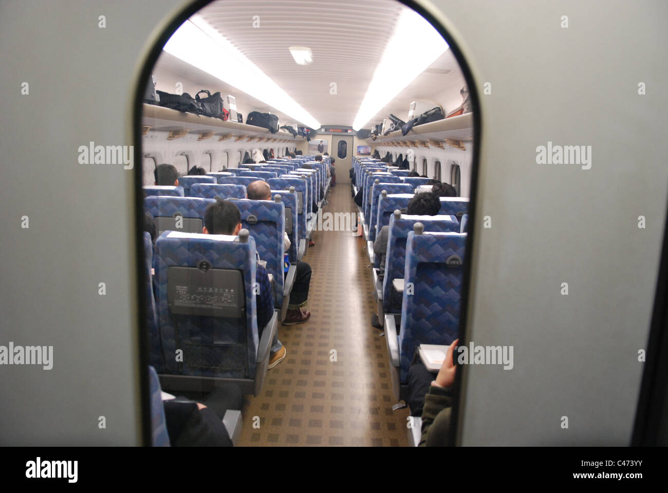 Innere des High-Speed-Shinkansen-Hochgeschwindigkeitszug in Japan Stockfoto