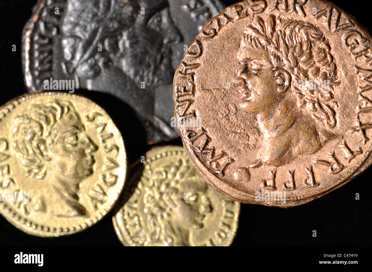 Römische Münzen (Repliken) Stockfoto