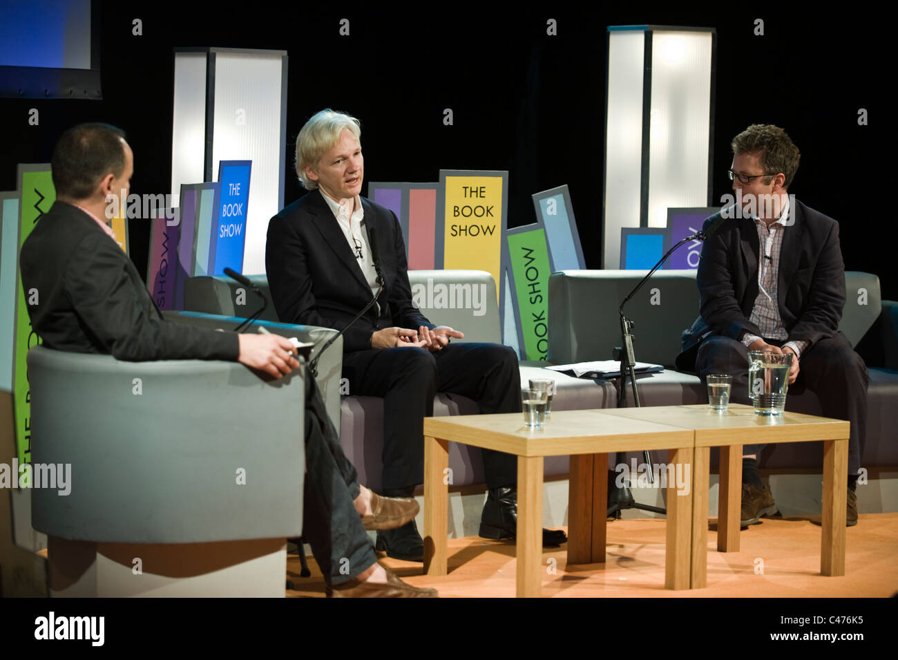 Julian Assange Gründer von Wikileaks interviewt auf Hay Festival 2011 Stockfoto