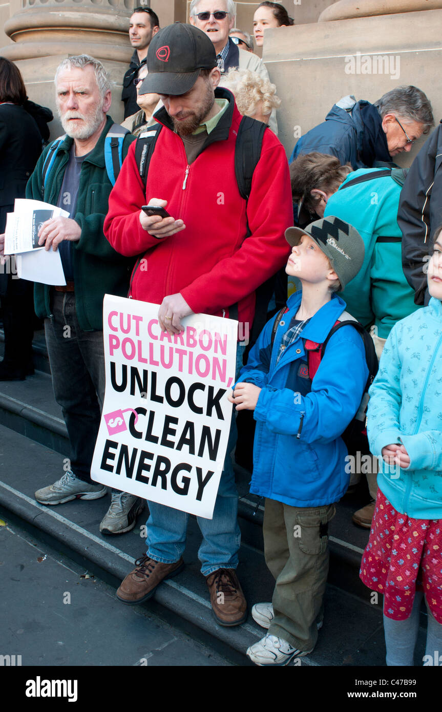 5. Juni 2011 des Klimawandels Aktion Kundgebung vor der viktorianischen Staatsbibliothek in Melbourne Australien Stockfoto