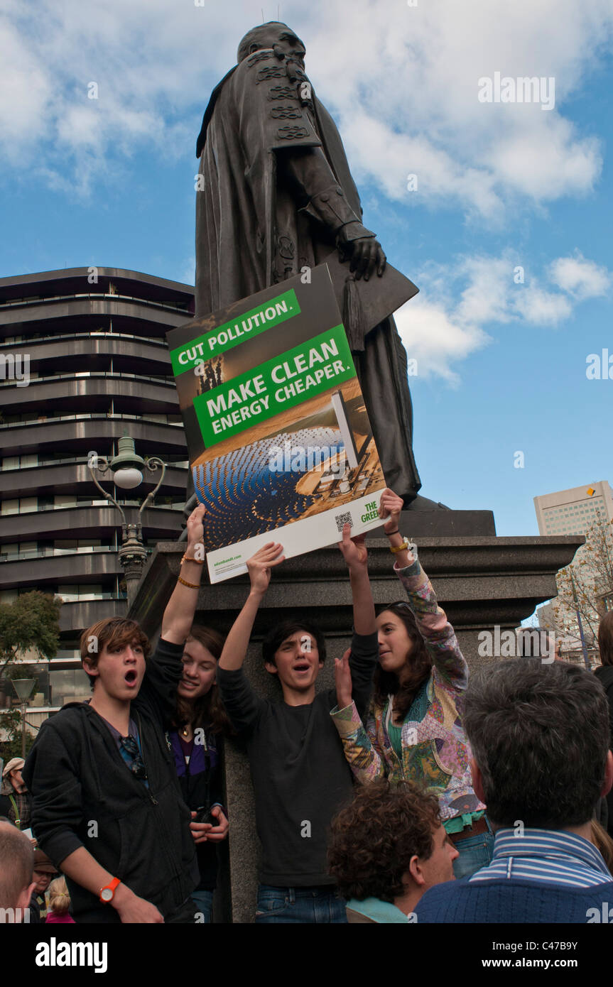 5. Juni 2011 des Klimawandels Aktion Kundgebung vor der viktorianischen Staatsbibliothek in Melbourne Australien Stockfoto