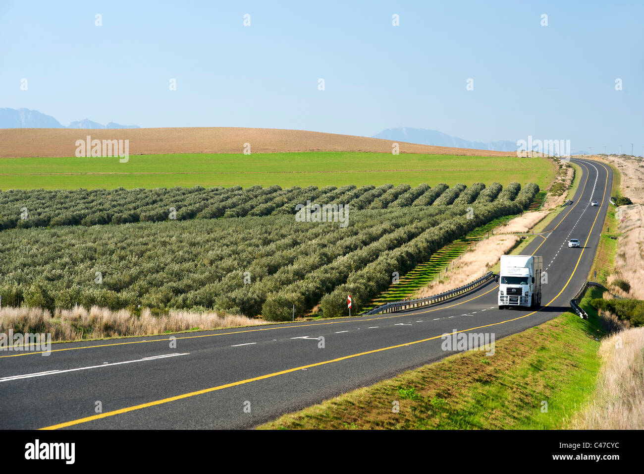 Die N2 Autobahn in der Nähe von Swellendam in südafrikanischen Provinz Western Cape. Stockfoto