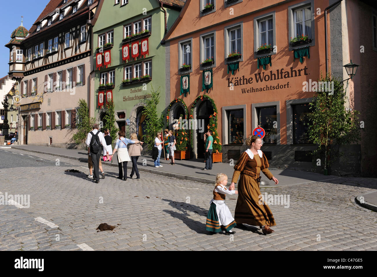 Deutsche berühmte mittelalterliche Stadt Rothenburg Ob der Tauber mit historischen Altbauten Stockfoto