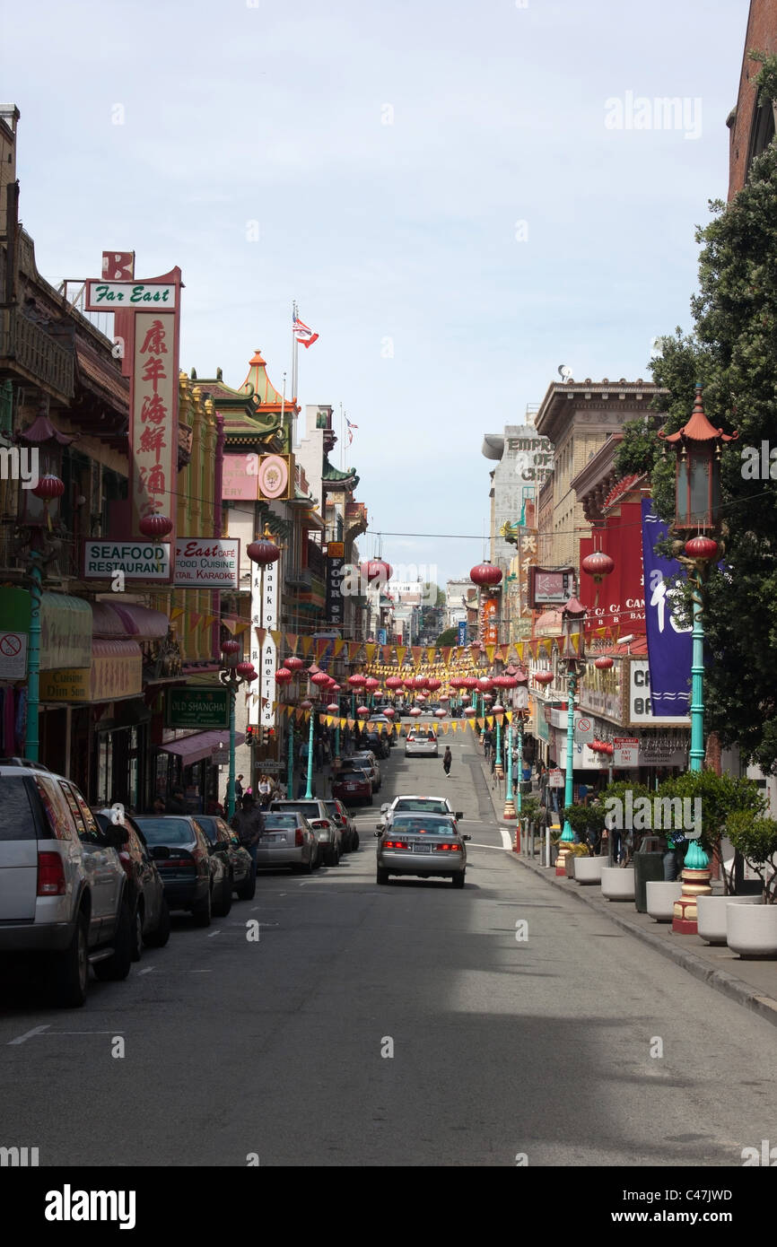 Historischen San Francisco Chinatown verziert mit roten Laternen Stockfoto