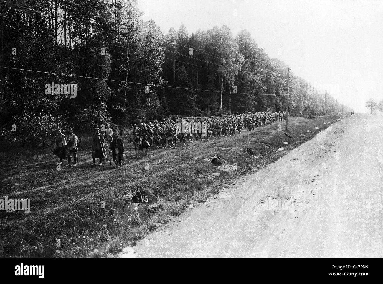 Deutsche Scharfschützen voraus, die Dubysa, 1915 Stockfoto