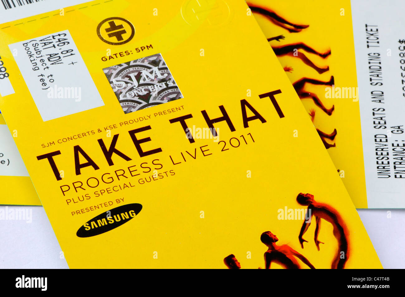 Tickets für nehmen, dass Fortschritt Konzert Tour 2011 Stockfoto