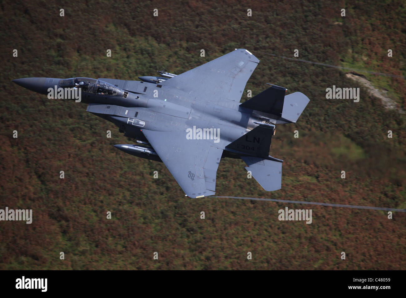 F15 niedrig fliegen auf der Mach-loop.this war das erste Flugzeug, die in Lyibia abgeschossen wurde. Stockfoto