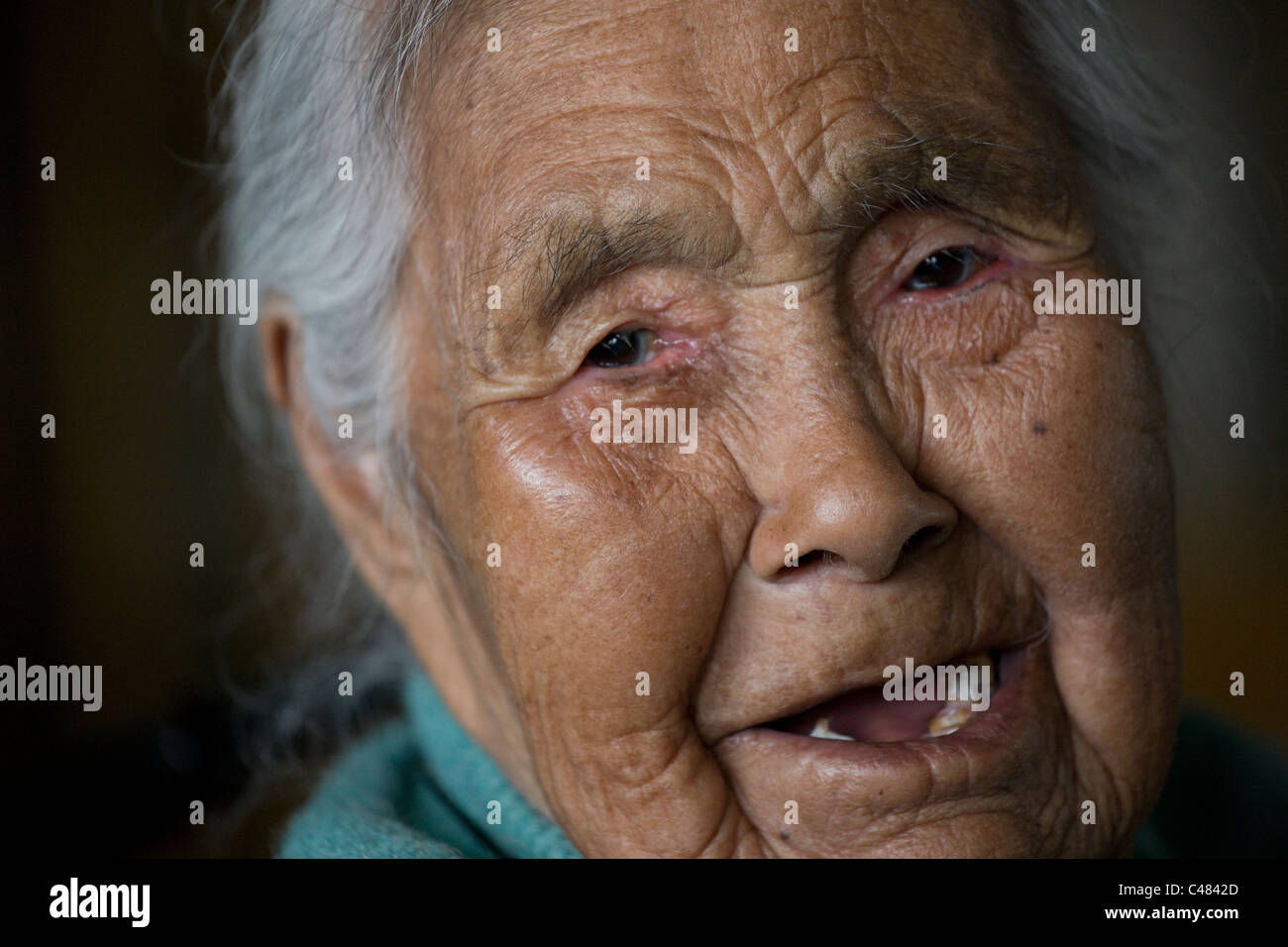 Rosine Semsen, 86, der älteste Mensch Nanortalik, Grönland. Stockfoto