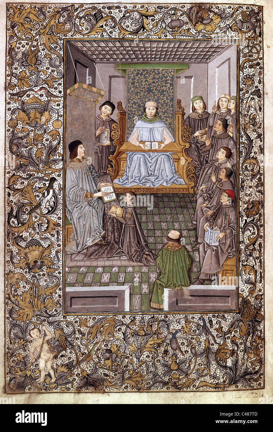 Nebrija, Elio Antonio de (1441-1522). Spanische Humanist. Nebrija Lehre eine Grammatik-Klasse in Anwesenheit von Juan de Zuniga. Stockfoto