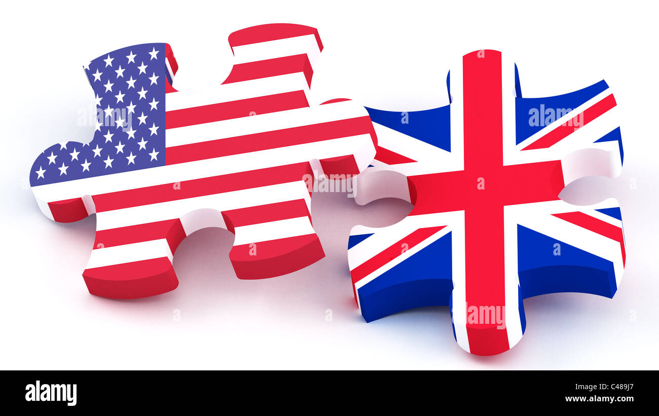 Jigsaw Puzzle Stück Usa und uk Flagge Stockfoto