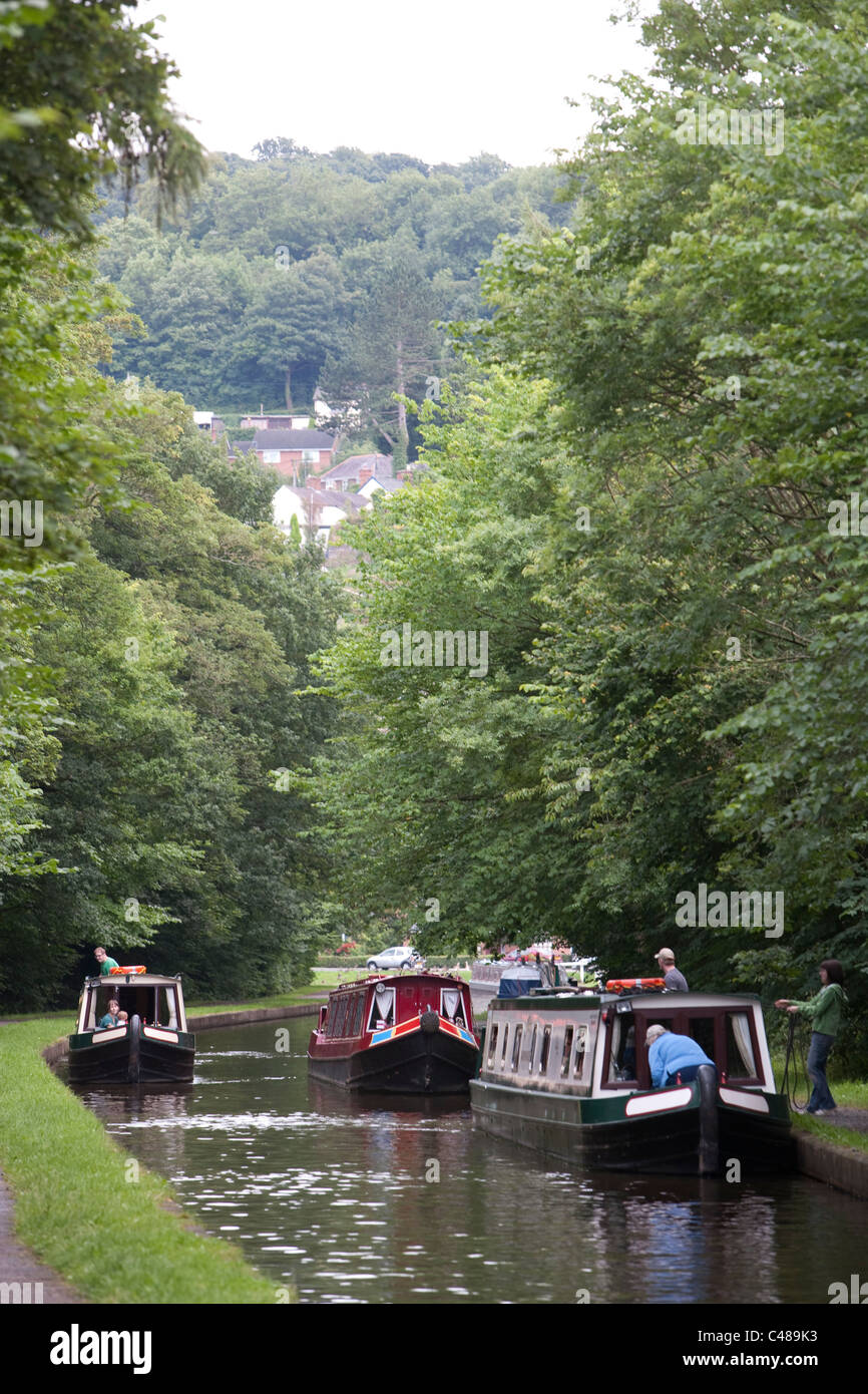 Narrowboat Urlaub am Llangollen Kanal. Stockfoto