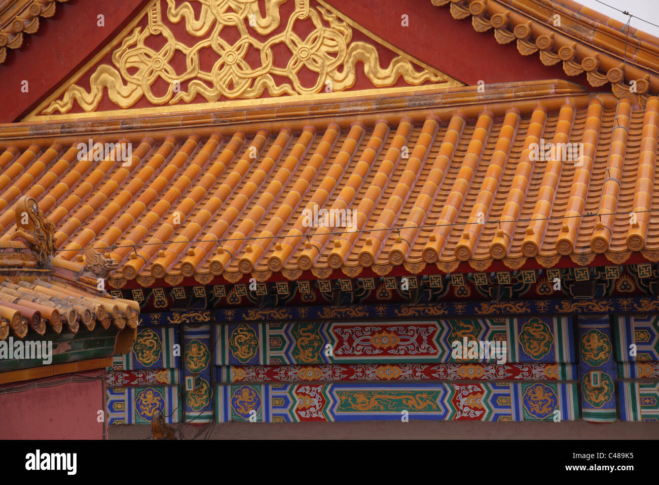 Architekturdetail, Verbotene Stadt, Peking, China Stockfoto