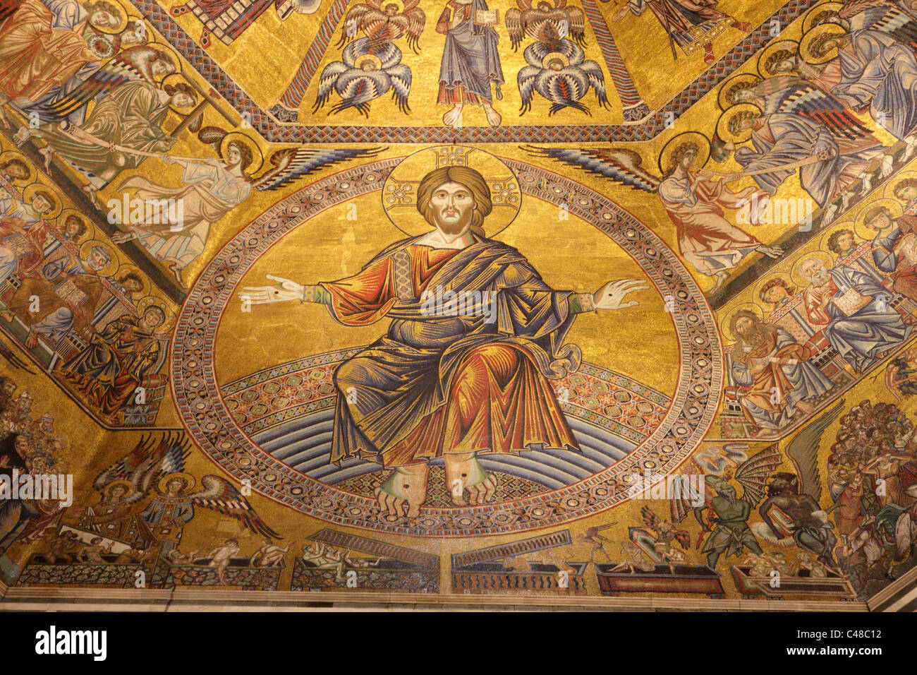 Die Mosaik-Decke in das Baptisterium des Heiligen Johannes, Florenz, Italien Stockfoto