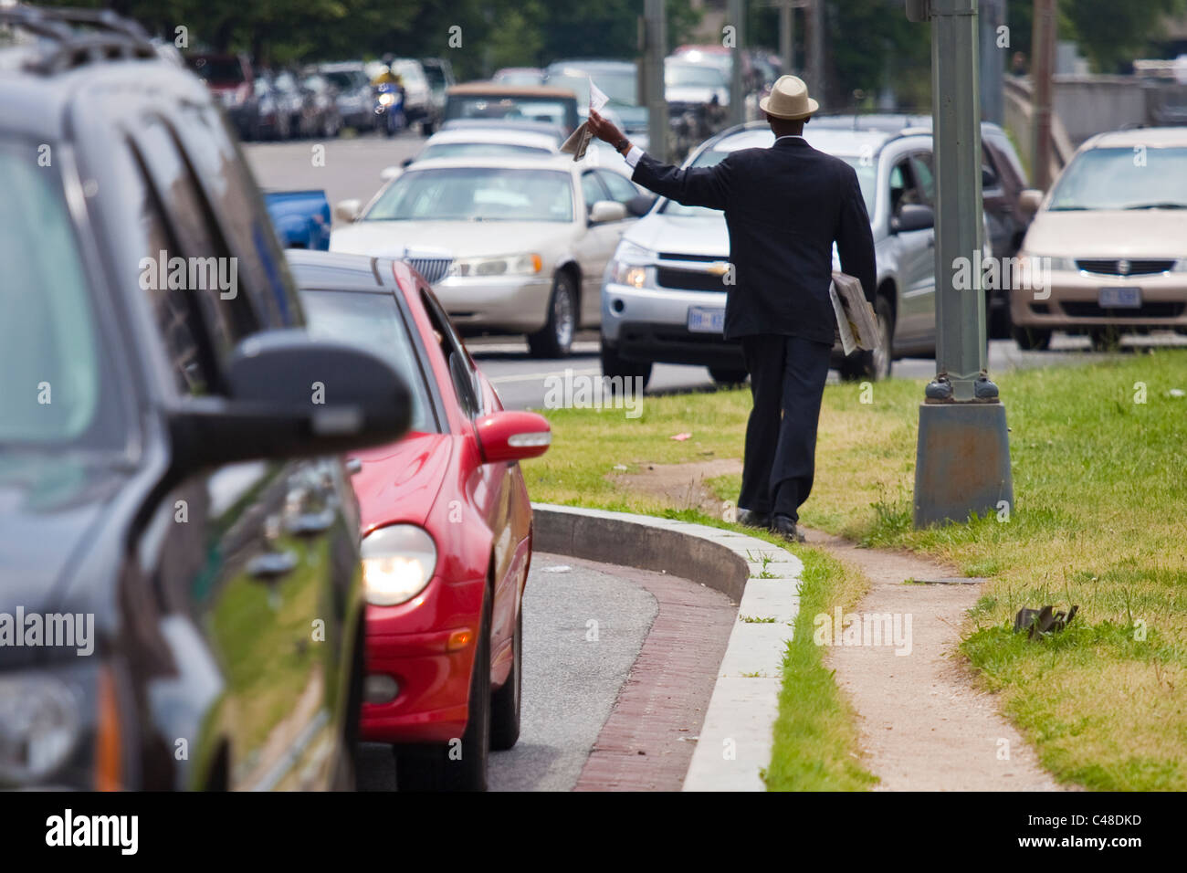 Verteilung von Louis Farrakhan The Final Call Veröffentlichung in Washington, D.C. Stockfoto