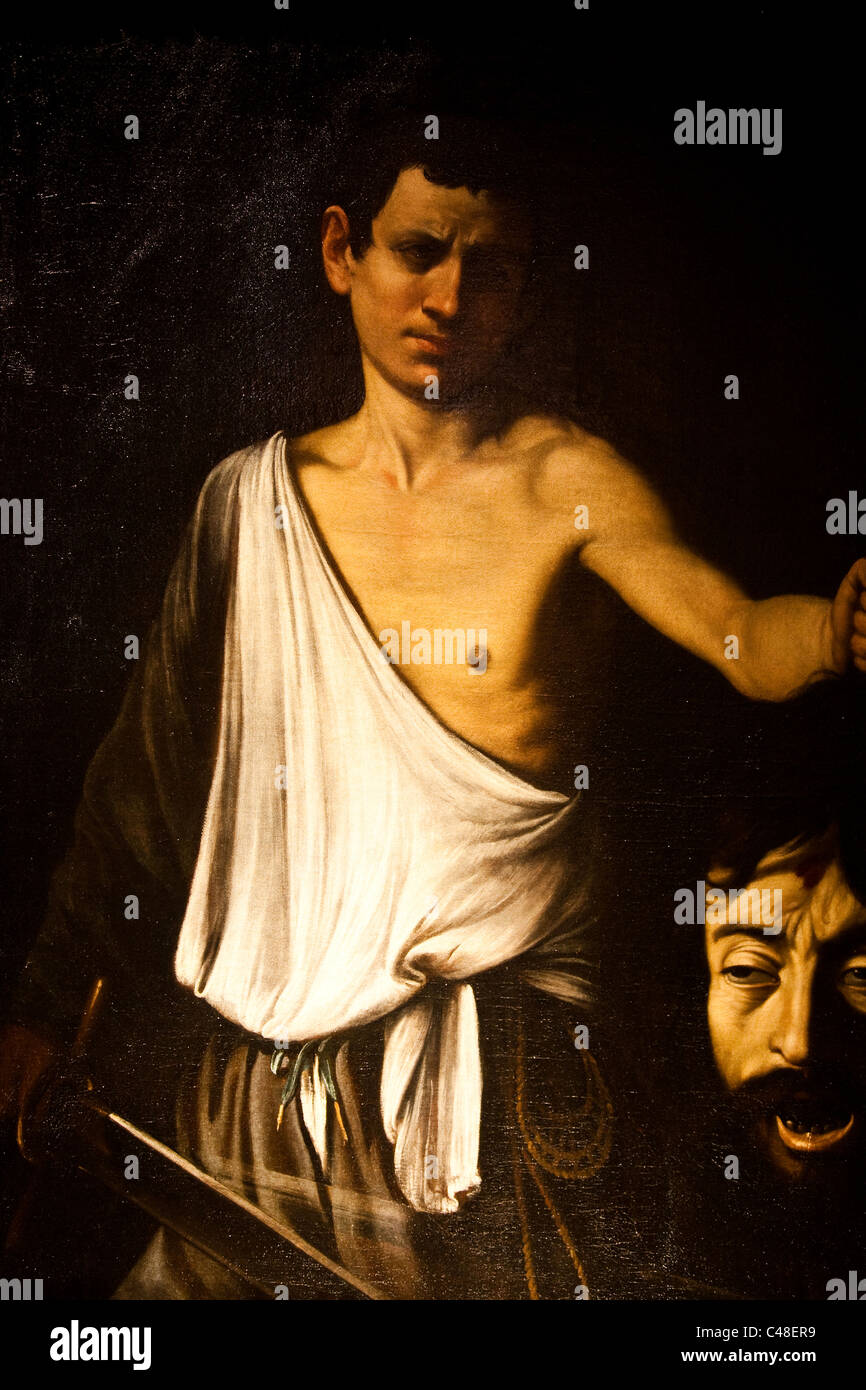 Das Gemalde Von David Mit Dem Kopf Von Goliath Von Caravaggio Stockfotografie Alamy