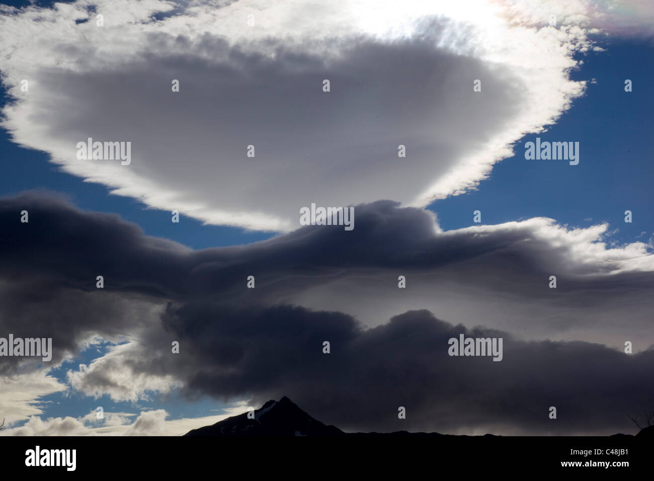 Abstrakte Sicht auf den Himmel über Patagonien Chile Stockfoto