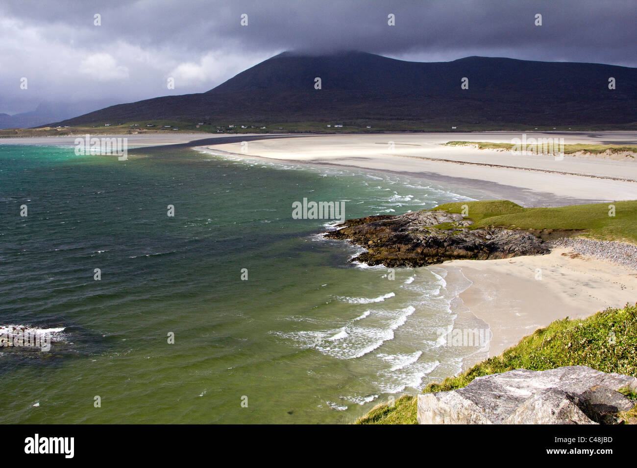 Seilebost Strand in Richtung Luskentyre Insel Harris Mountains western Isles äußeren Hebriden Schottland Stockfoto