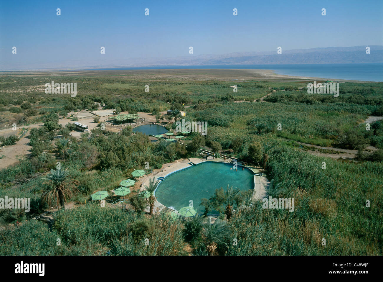 Luftbild der Ein Fescha in der Nähe des Toten Meeres Stockfoto