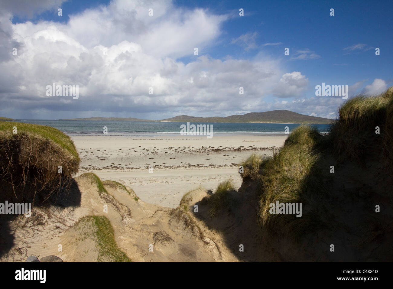 Seilebost Strand in Richtung Luskentyre Insel Harris Mountains western Isles äußeren Hebriden Schottland Stockfoto