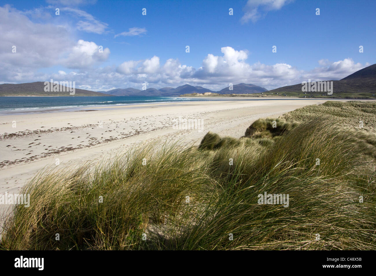 Seilebost Strand in Richtung Luskentyre Insel Harris Mountains western Isles äußeren Hebriden Schottland Stockfoto