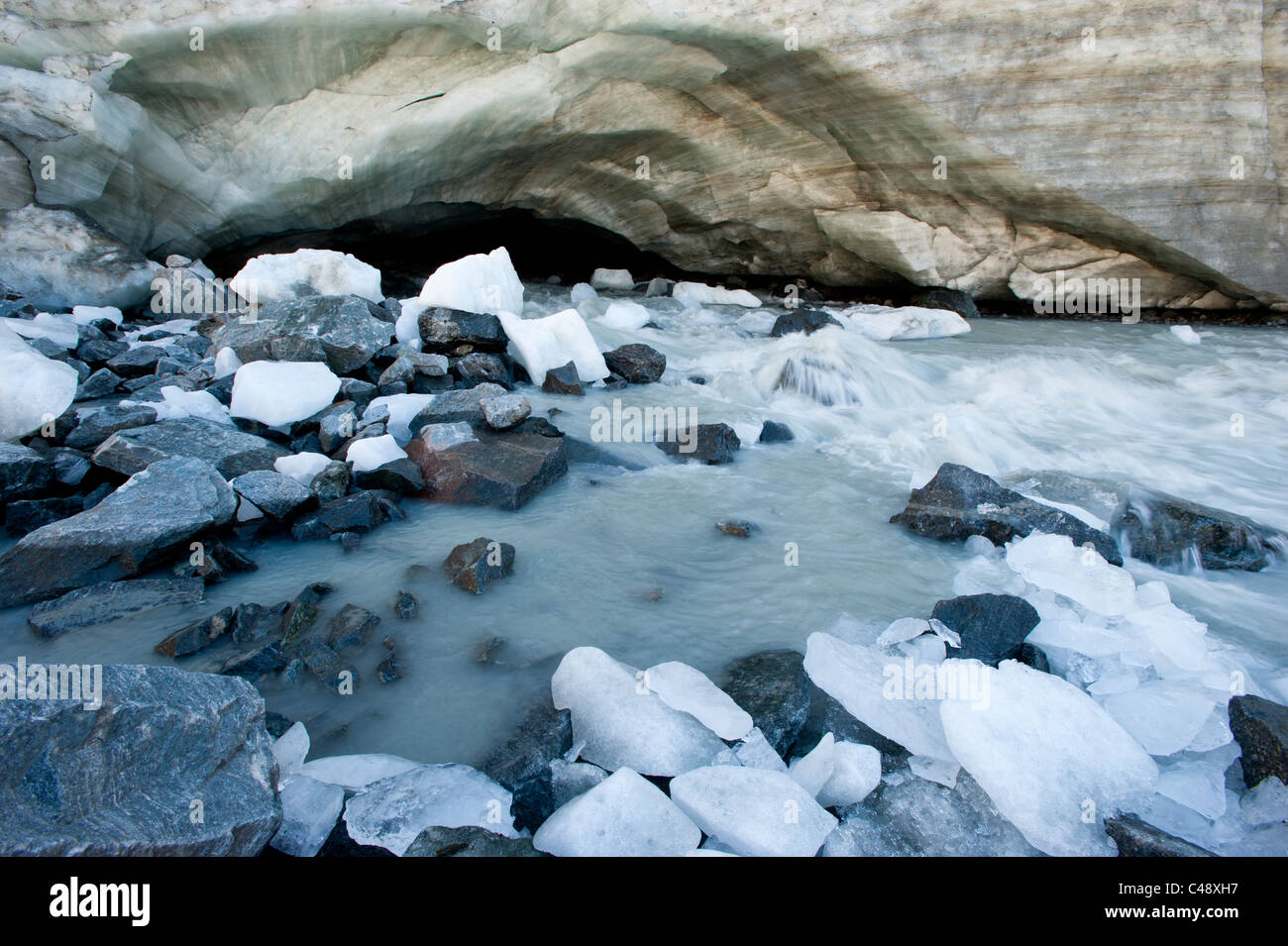 Akkem Gletscher, Mt. Belukha Park, Republik Altai, Sibirien, Russland Stockfoto
