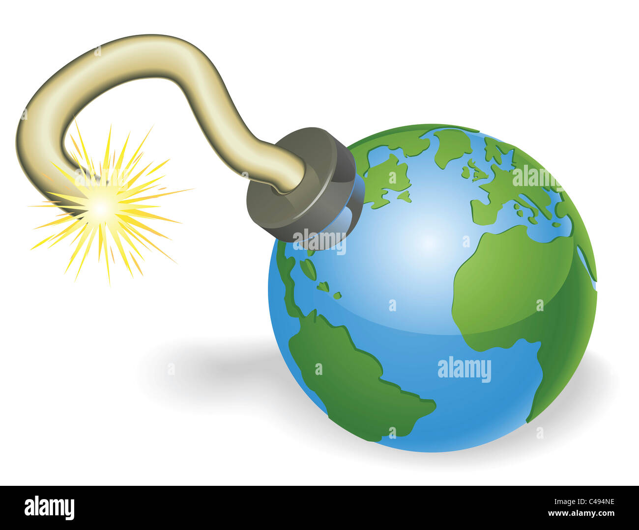 Zeitbombe in Form eines Globus. Countdown durch Umwelt- oder andere Krise z.B. Urteil Tag oder am Ende der Welt. Stockfoto