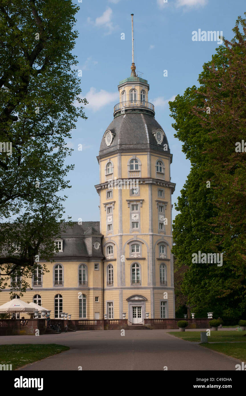 Karlsruher Schloss, Turm Nordseite, Karlsruhe, Baden-Württemberg, Deutschland, Europa Stockfoto