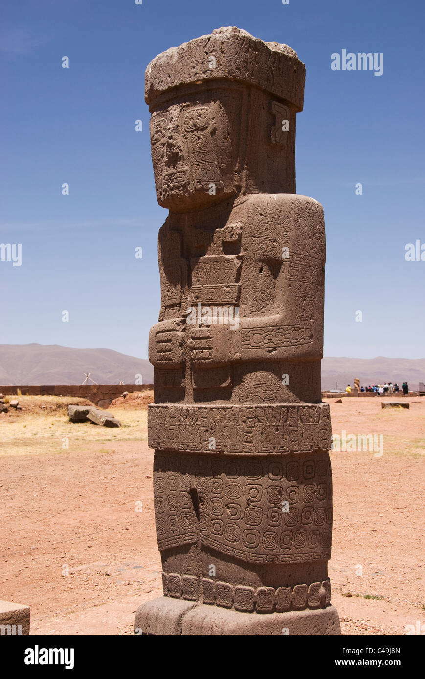 Tiahuanaco 500-900 n. Chr., Stela 8 monolithische statue Stockfoto