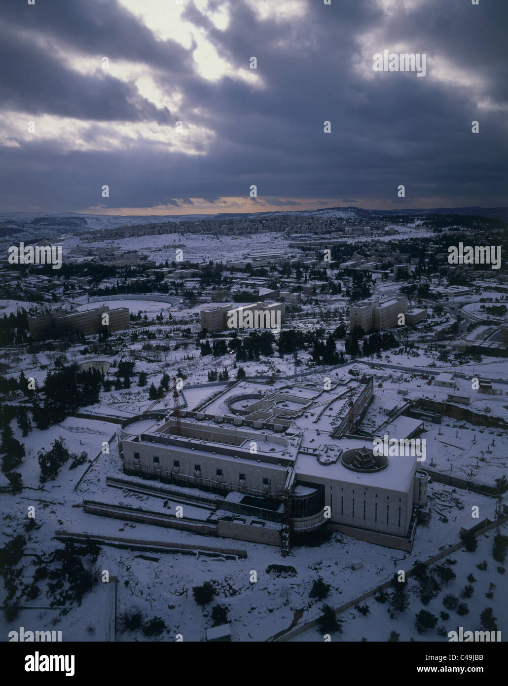 Luftaufnahme des israelischen Obersten Gerichtshof in Jerusalem im winter Stockfoto