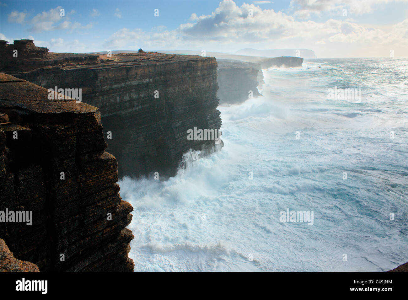 Orkney, Yesnaby Seegang Stockfoto