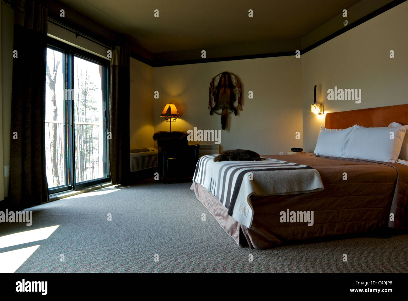 Zimmer im Hotel-Musee Premieren Nationen Wendake Quebec Stockfoto