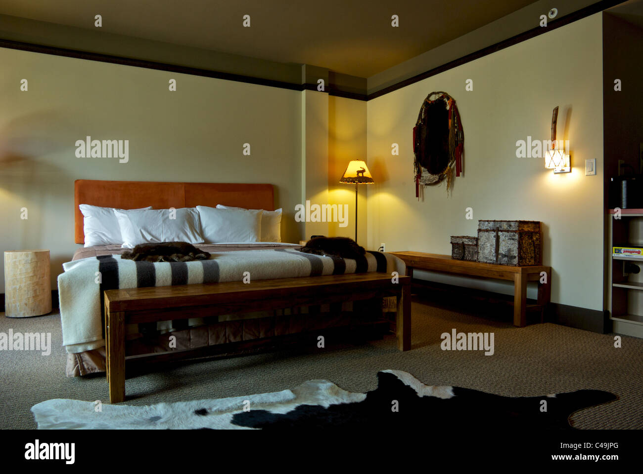 Zimmer im Hotel-Musee Premieren Nationen Wendake Quebec Stockfoto