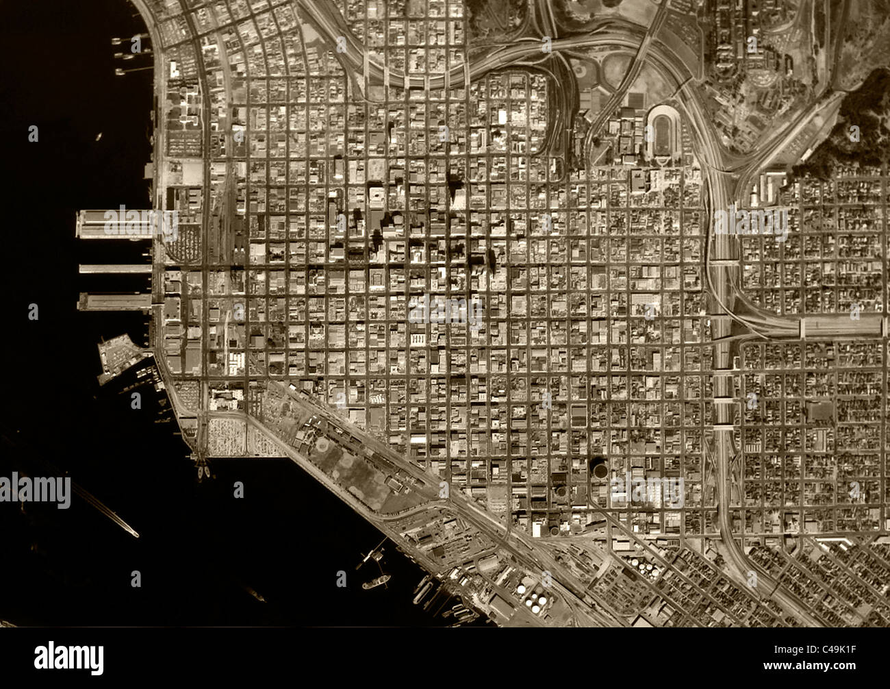 historische Luftbilder Kartenansicht San Diego Kalifornien 1966 Stockfoto