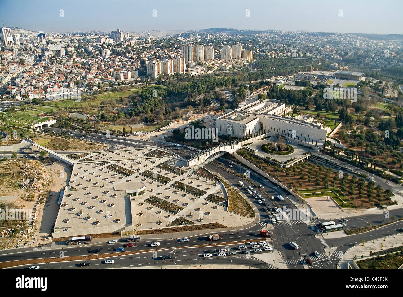 Luftaufnahme des israelischen Obersten Gerichtshofs in Westjerusalem Stockfoto
