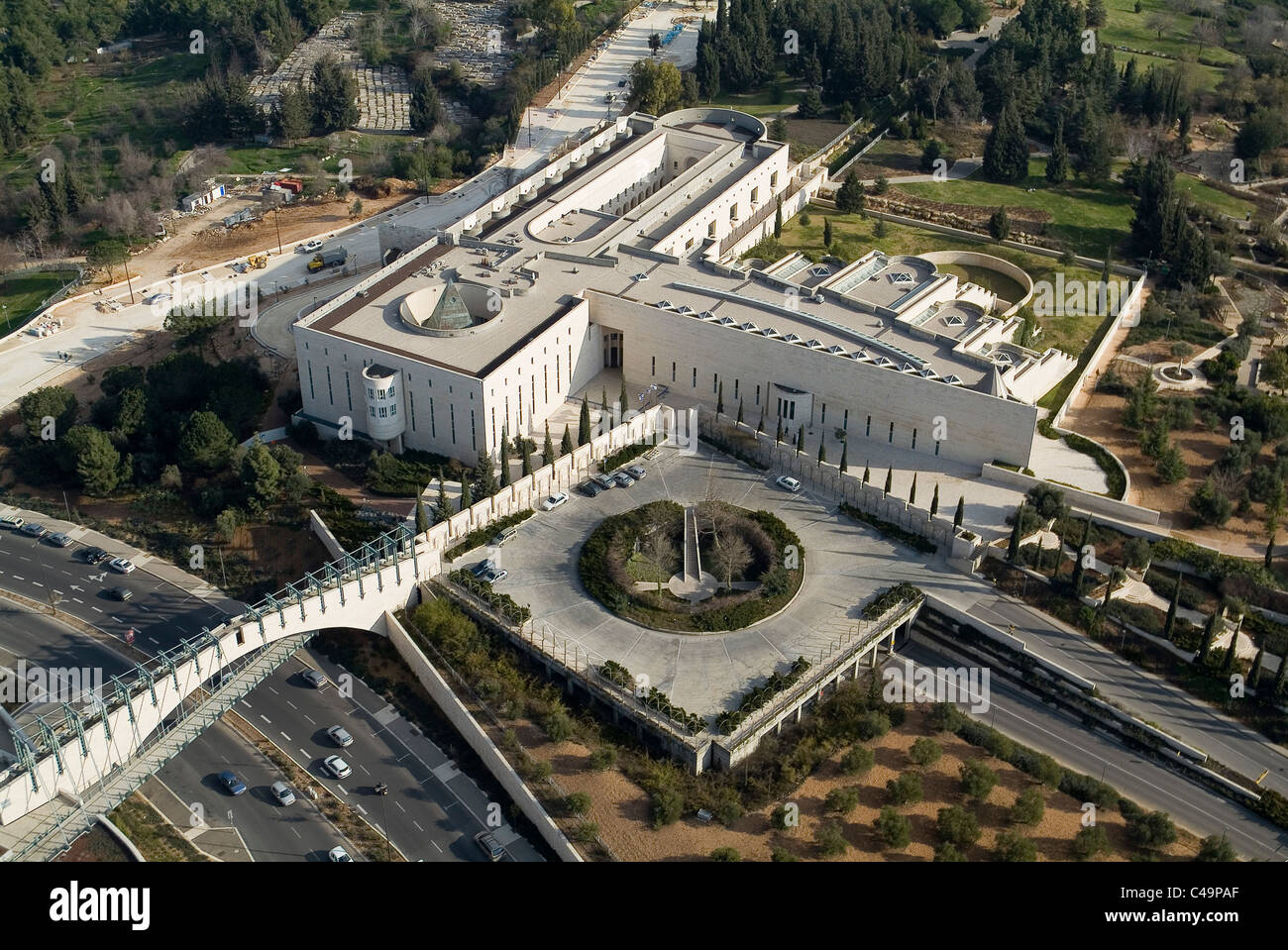 Luftaufnahme des israelischen Obersten Gerichtshofs in Westjerusalem Stockfoto