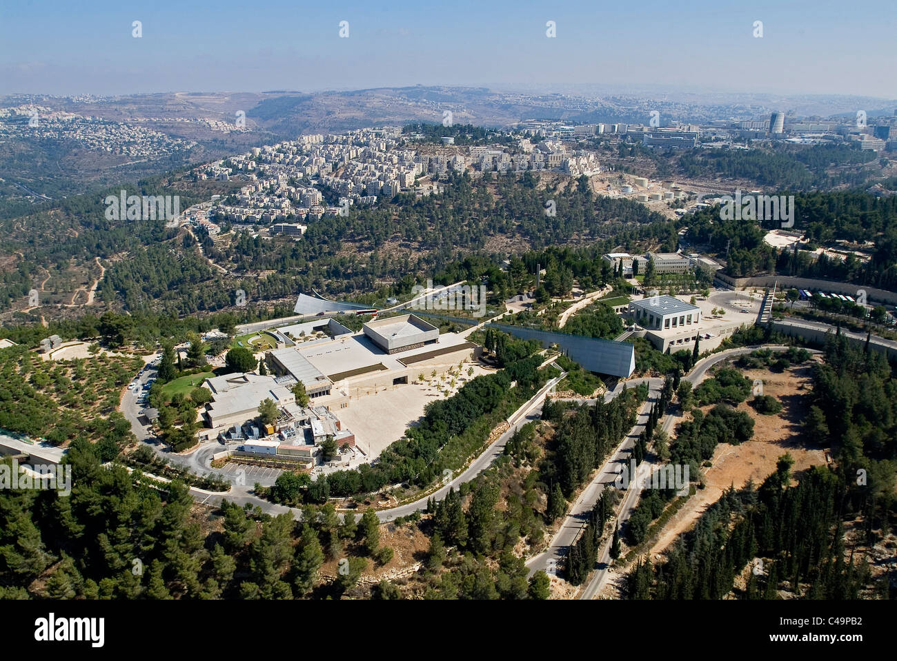 Luftaufnahme von Yad VaShem in Westjerusalem Stockfoto