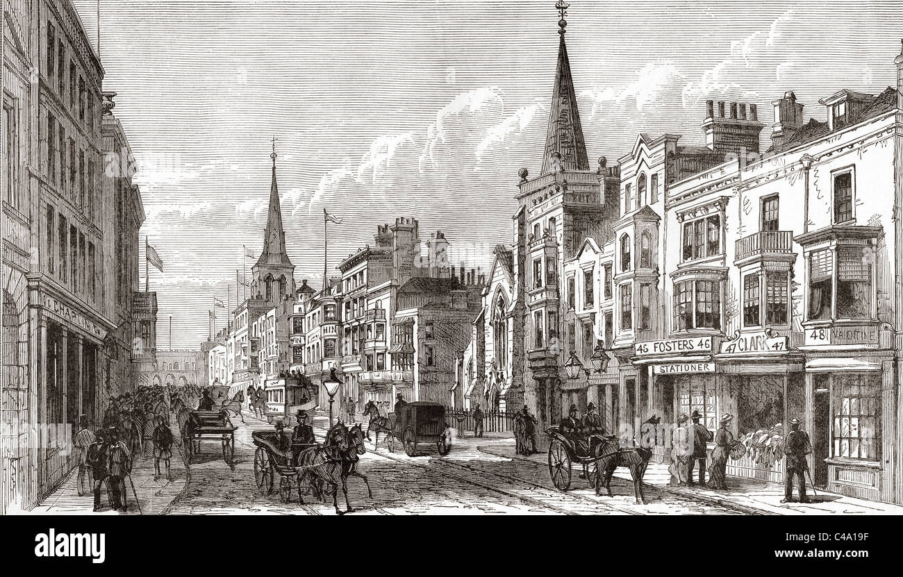High Street, Southampton, Hampshire, England im späten 19. Jahrhundert. Stockfoto