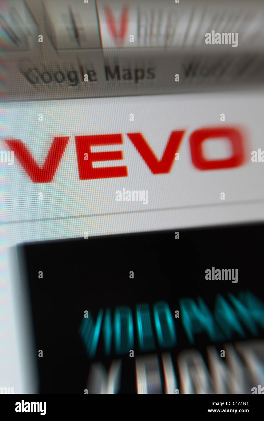 Foto-Illustration von Vevo-Musik-Video-website Stockfoto