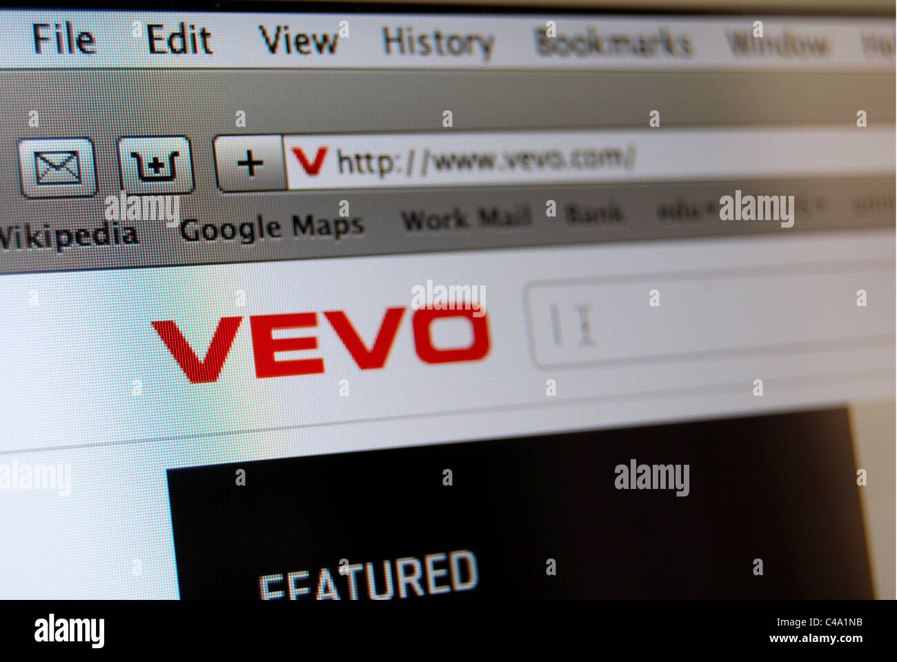Foto-Illustration von Vevo-Musik-Video-website Stockfoto