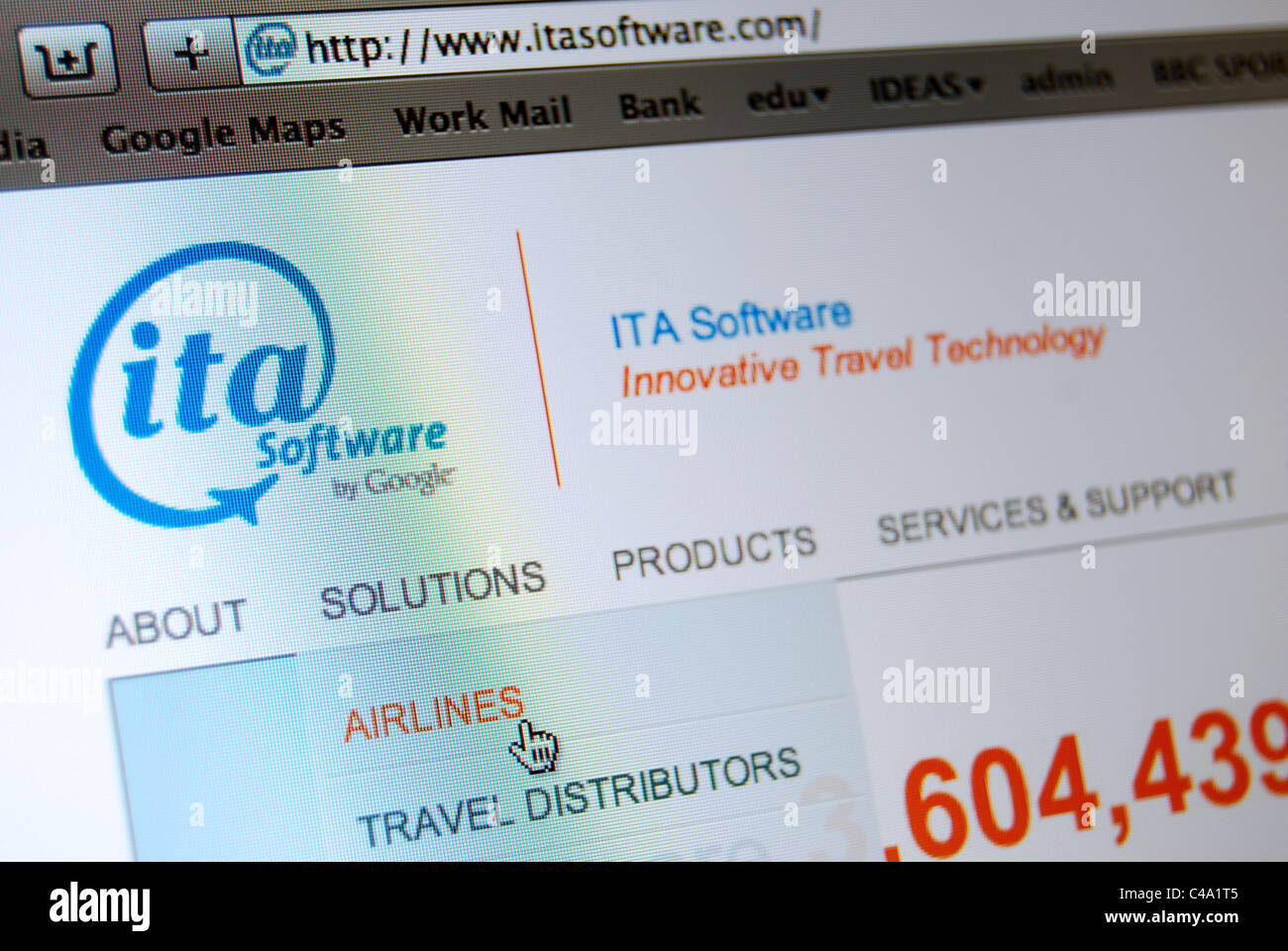 Foto-Illustration der ITA Software Reisen Industrie Softwareunternehmen mit Sitz in Cambridge, Massachusetts, USA Stockfoto