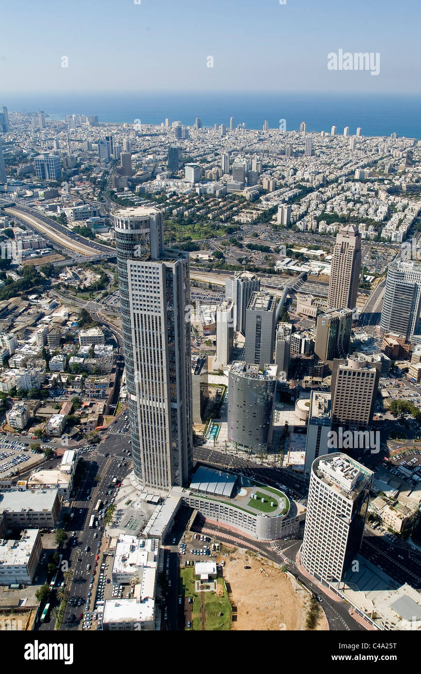 Luftaufnahme des Turmes Aviv in Ramat Gan Stockfoto