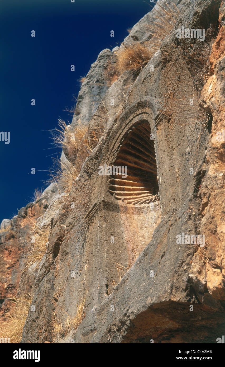 Foto von den Ruinen der römischen Tempel des Banias im oberen Galiläa Stockfoto